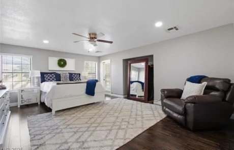 Primary suite in single-story Lone Mountain home for sale on 0.46 acres